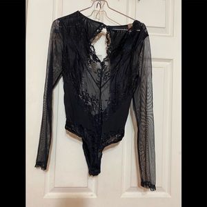 The escánte collection lace and mesh sexy lingerie bodysuit size L